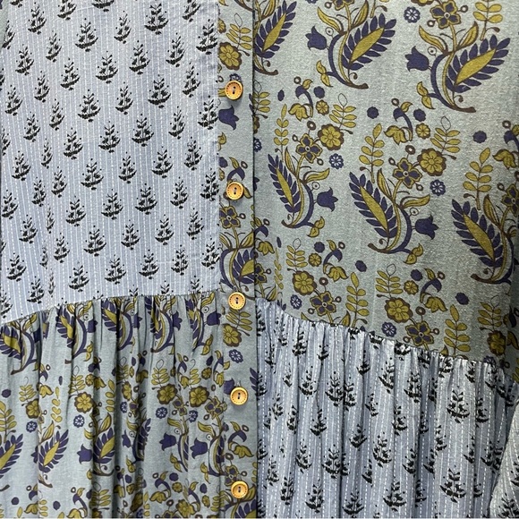 Oh My Stars by Layerz Cecily Patchwork Cottagecore Maxi Button Down Tiered Dress - Picture 5 of 9